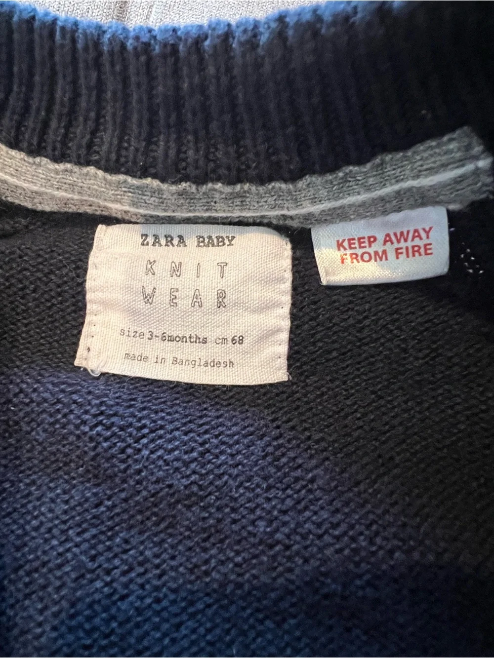 Zara Navy Quilted Knit Zip Front Kids Jacket